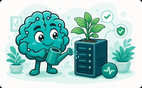 A friendly brain tending a healthy server