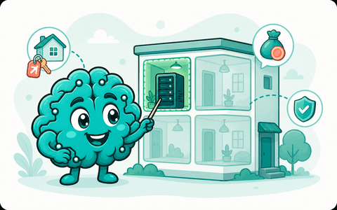 A friendly brain explaining a small rented server