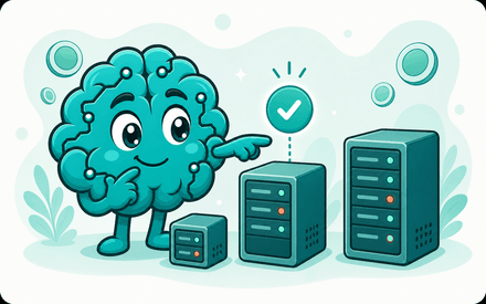 The smarterbrain mascot weighing up a small server plan