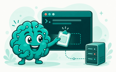 The smarterbrain mascot pasting a setup command